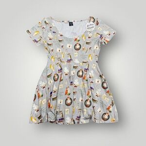 Harry Potter Cakeworthy Dress Womens XL Gray Skater Hedwig Owl‎ Letters Print
